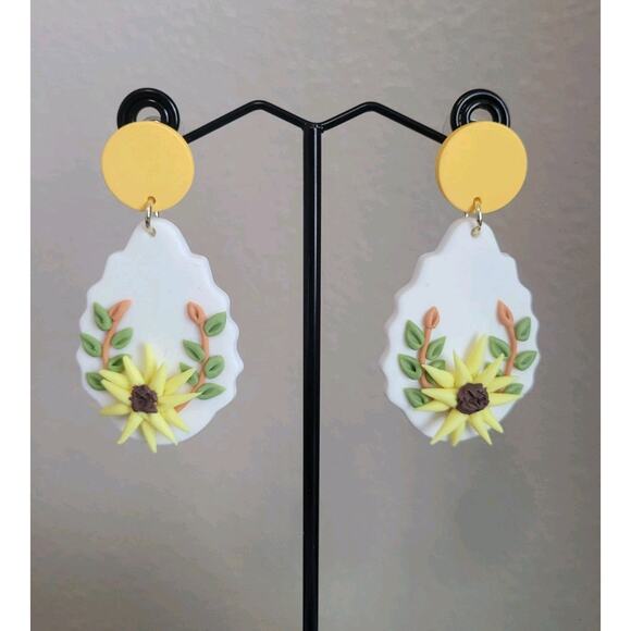Handmade Mexican Terra Cotta‎ Barro Inspired Dangle Post Earrings Light Weight - Picture 1 of 4